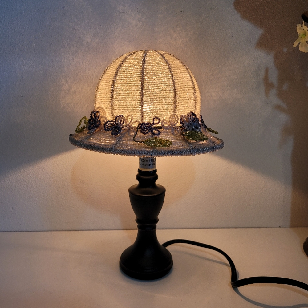 Small Table Lamp Beaded Lampshade